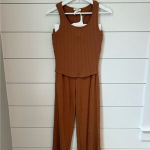 Sugarlips Ribbed Tank & Cropped Pants Set in Rust